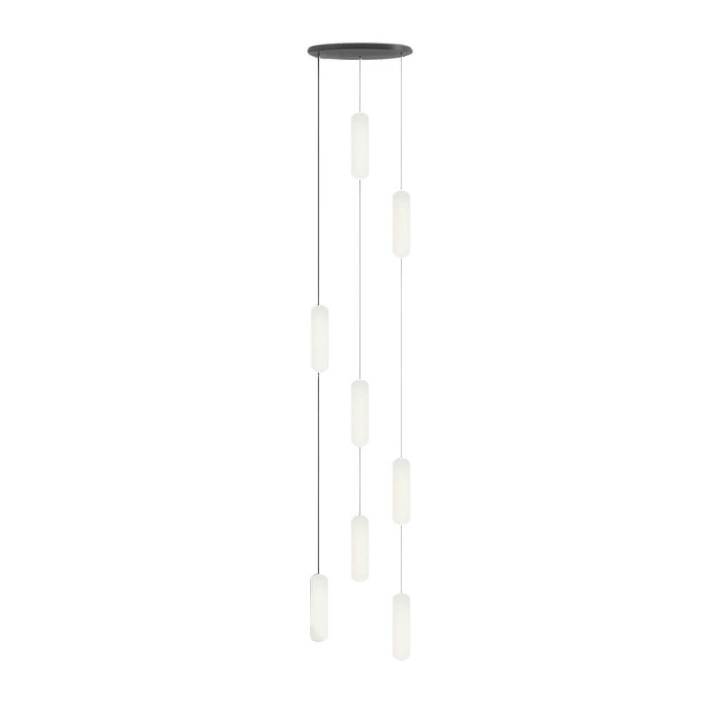 White Long Tube Multi Light Staircase Chandelier - Modern Lighting, LED Pendant, Stairway Decor, Contemporary Ceiling Fixture, Home Interior Design