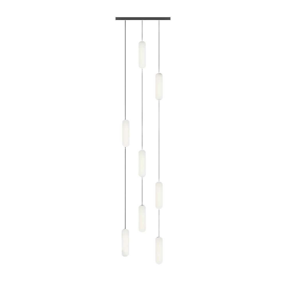 White Long Tube Multi Light Staircase Chandelier - Modern Lighting, LED Pendant, Stairway Decor, Contemporary Ceiling Fixture, Home Interior Design