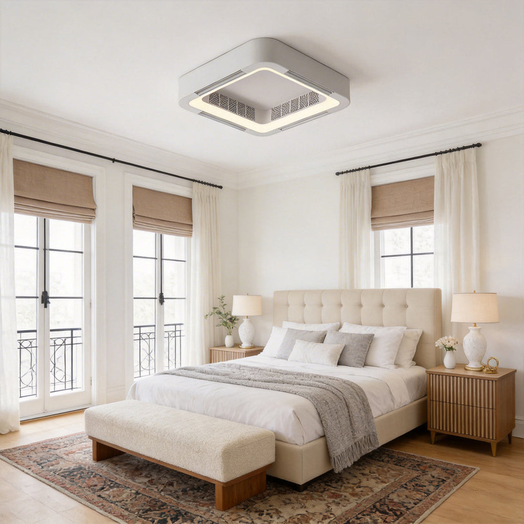 Low Profile Bladeless Ceiling Fan with LED Light Inverter - Modern Home Cooling Solution