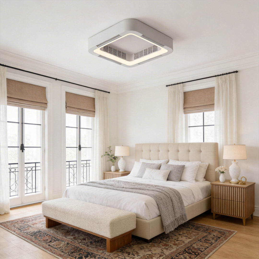 Low Profile Bladeless Ceiling Fan with LED Light Inverter - Modern Home Cooling Solution