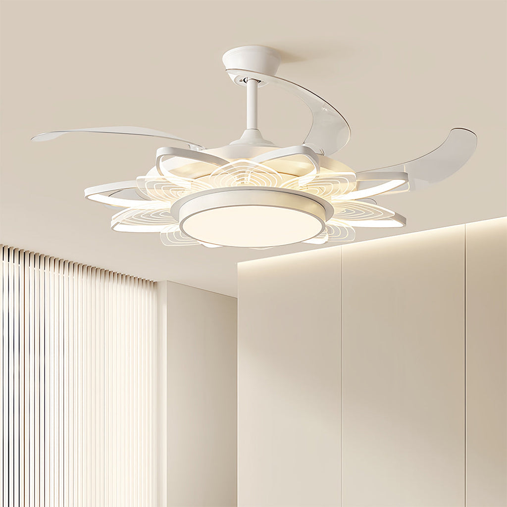 Black Modern Ceiling Fan with Light - Minimalist Iron Design