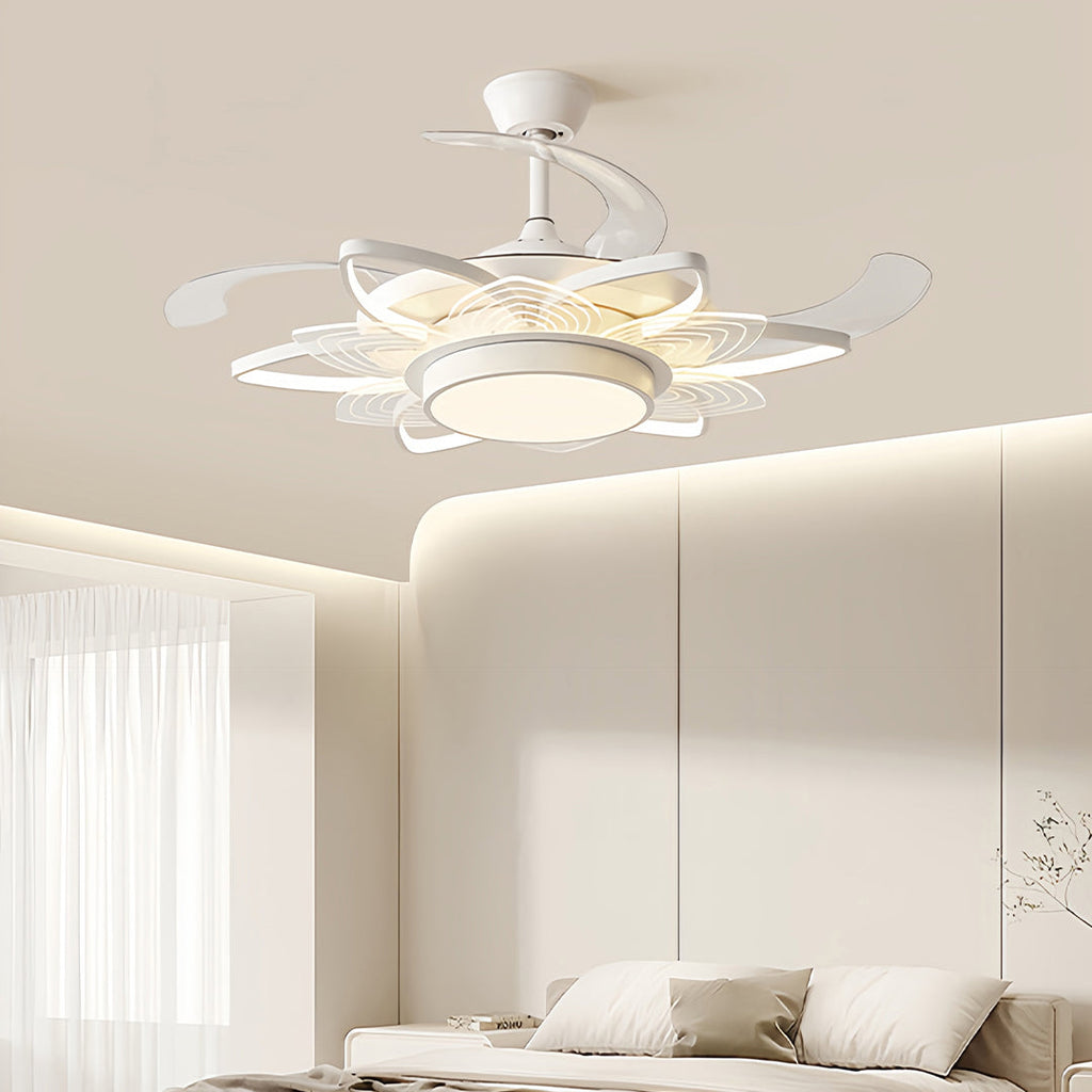 Black Modern Ceiling Fan with Light - Minimalist Iron Design, Stylish Indoor Home Fixture