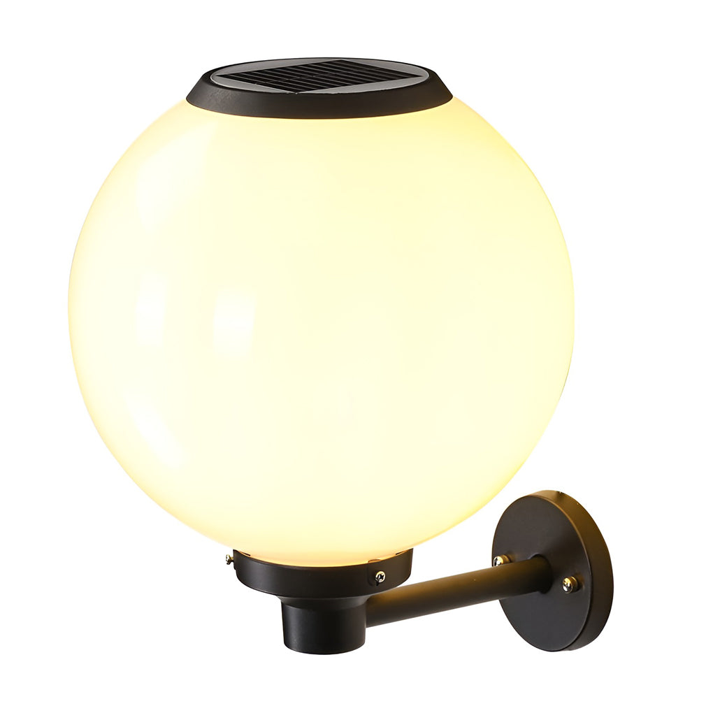 White Outdoor Globe Wall Sconce LED Solar Light