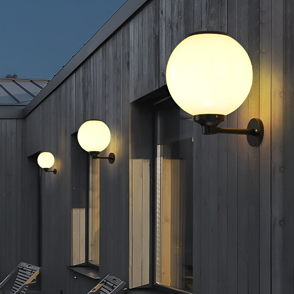 White Outdoor Globe Wall Sconce LED Solar Light