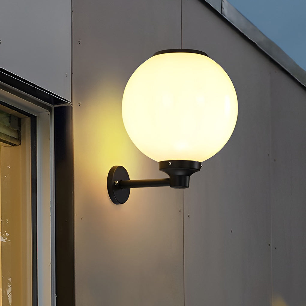 White Outdoor Globe Wall Sconce LED Solar Light