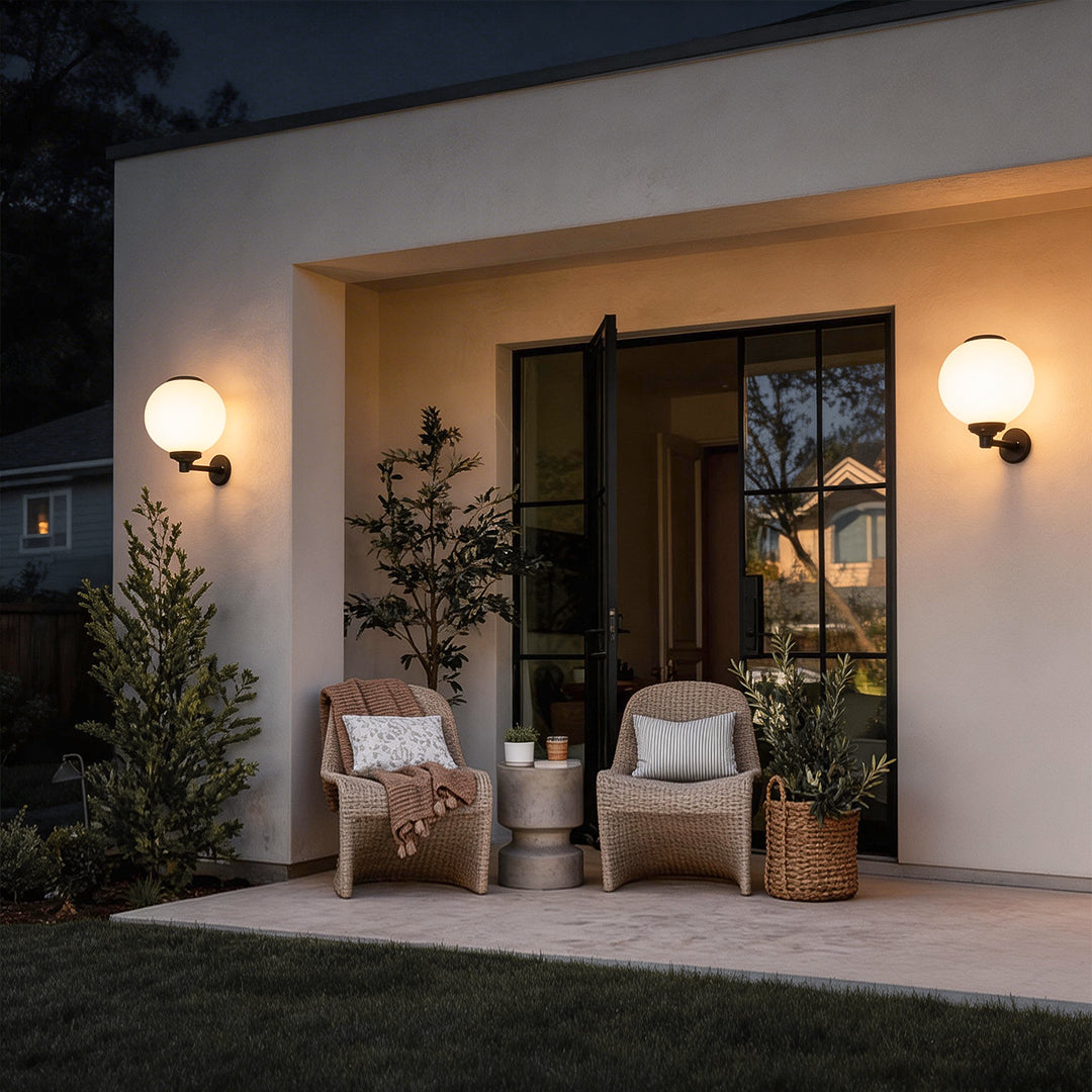 White Outdoor Globe Wall Sconce LED Solar Light