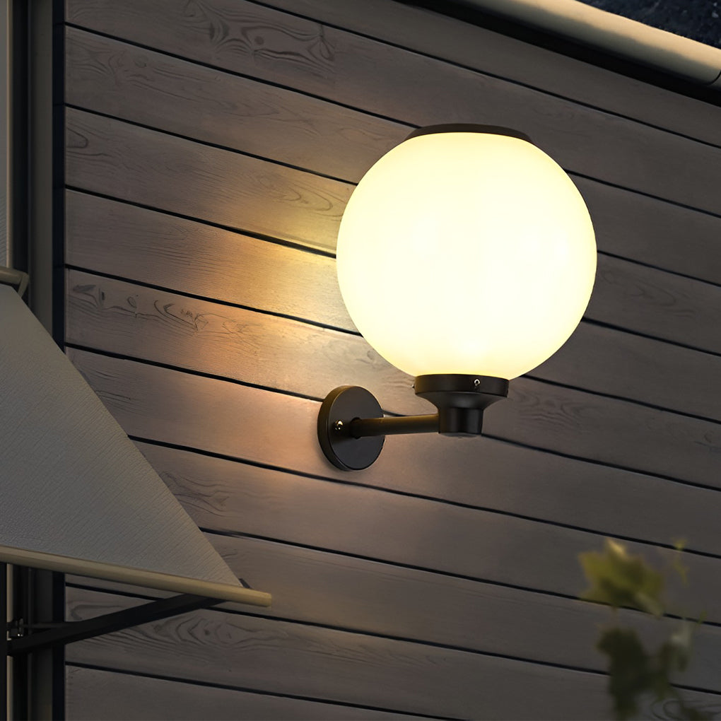 White Outdoor Globe Wall Sconce LED Solar Light