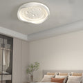 White Resin Lunar LED Flush Mount Ceiling Light for Bedroom