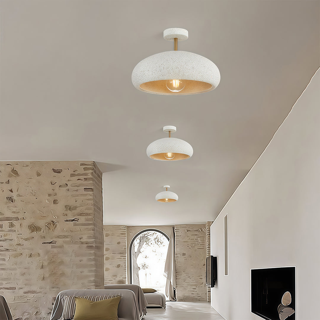 White Wabi-Sabi Semi Flush Ceiling Light - Ambient Lamp for Elegant Spaces