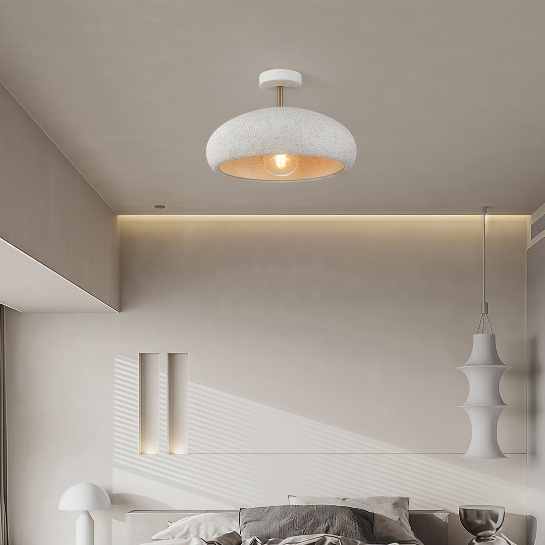 White Wabi-Sabi Semi Flush Ceiling Light - Ambient Lamp for Elegant Spaces