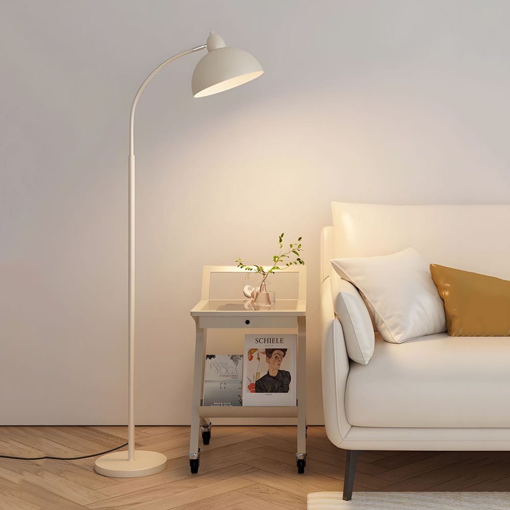 White Arc Floor Lamp with Dome Shade - Modern Lighting Solution