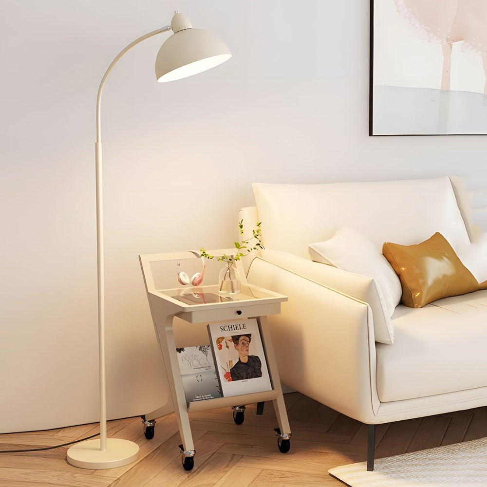 White Arc Floor Lamp with Dome Shade - Modern Lighting Solution