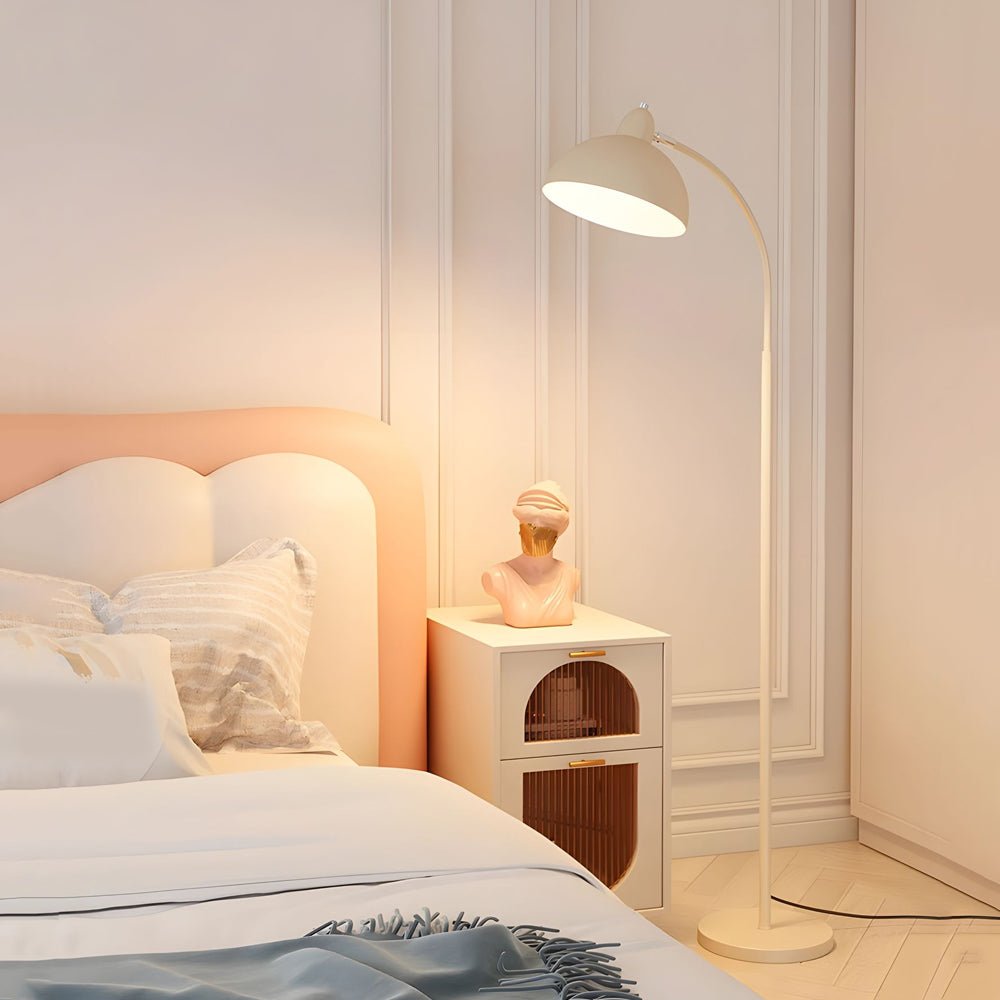 White Arc Floor Lamp with Dome Shade - Modern Lighting Solution