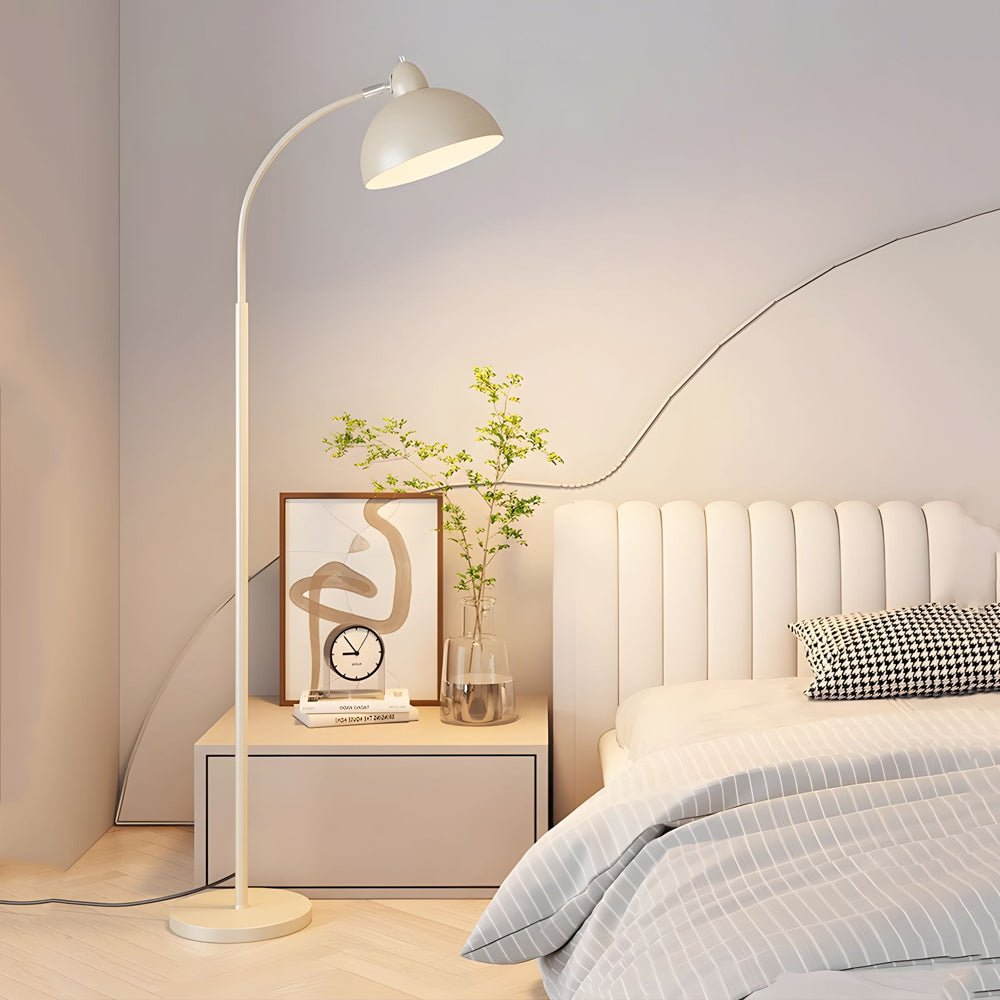 White Arc Floor Lamp with Dome Shade - Modern Lighting Solution