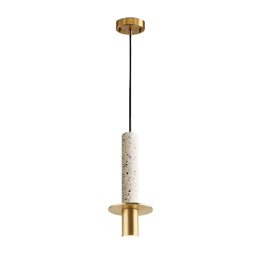 Elongated Cylindrical Terrazzo LED Chandelier Spotlight