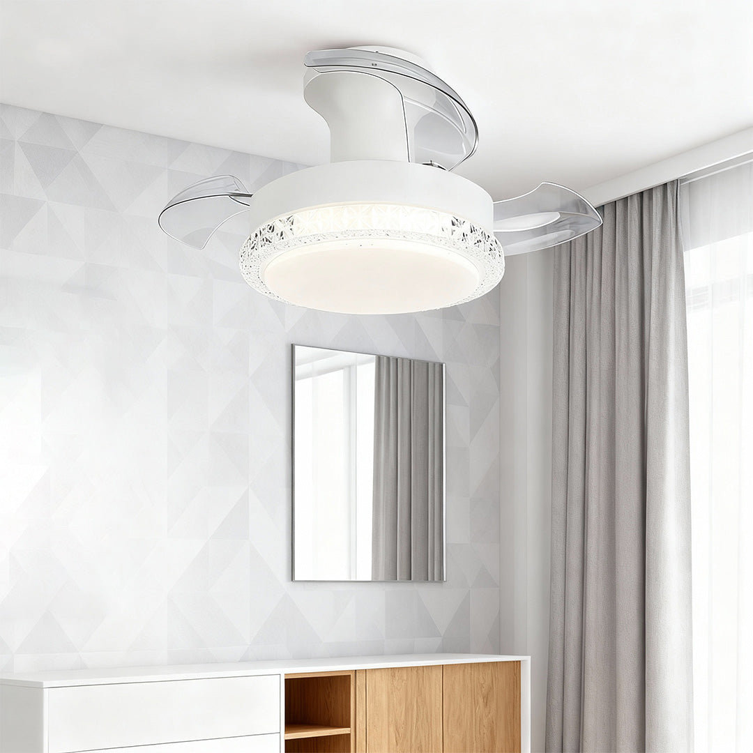 3-Blade Flush Mount Ceiling Fan with Light - Quiet Modern Lamp