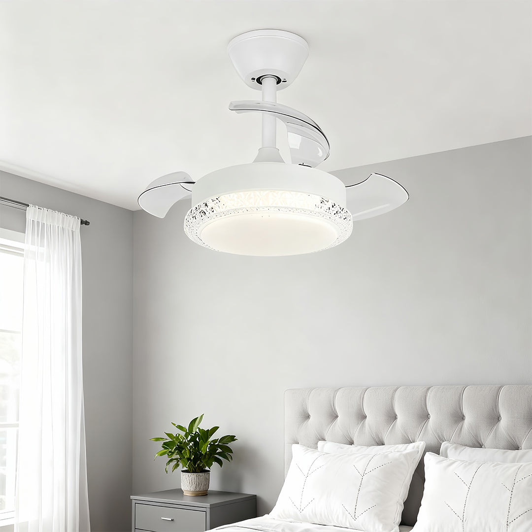 3-Blade Flush Mount Ceiling Fan with Light - Quiet Modern Lamp