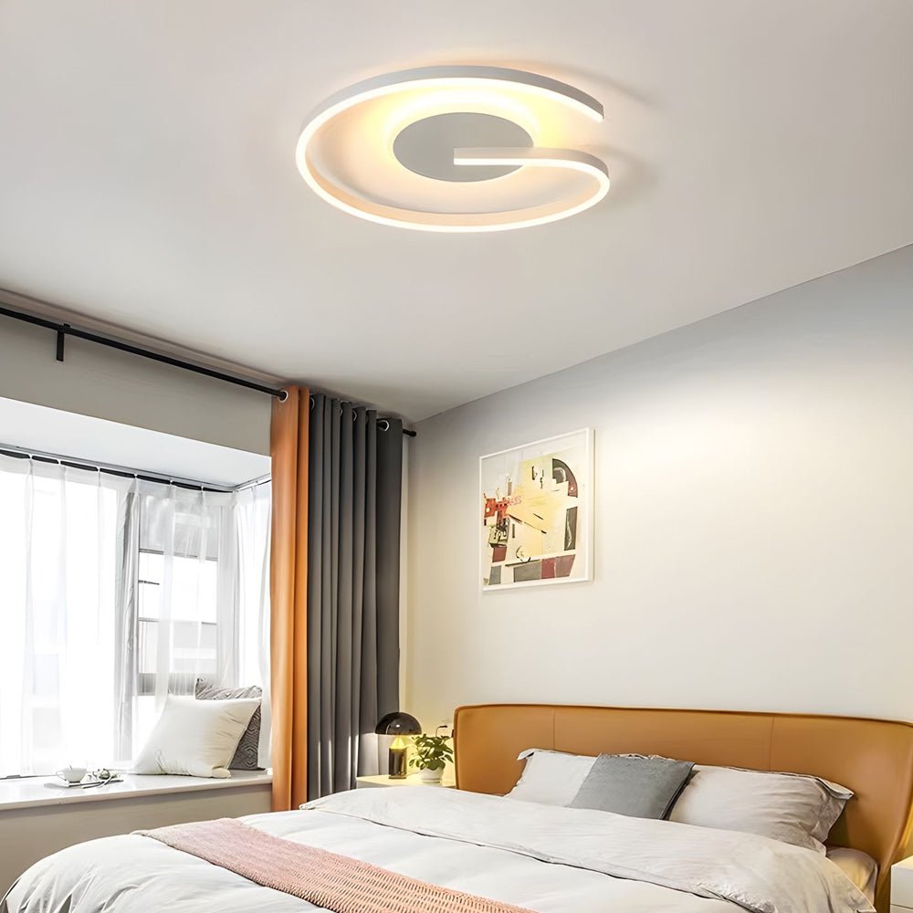 White Black LED Open Ring Ceiling Lamp Flush Mount Bedroom Light