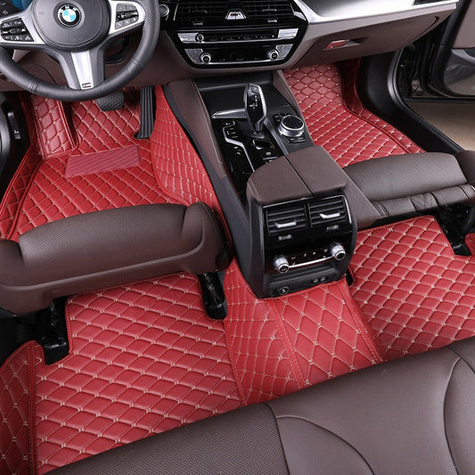 Classic Wine Red Car Floor Mats - Durable Rubber, Stylish Protection
