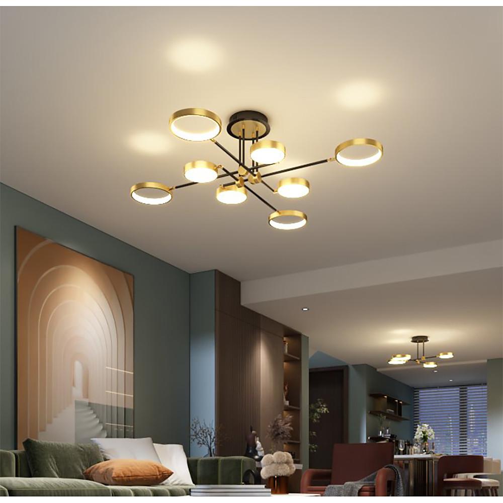 Circular 8-Light LED Nordic Flush Mount Ceiling Chandelier