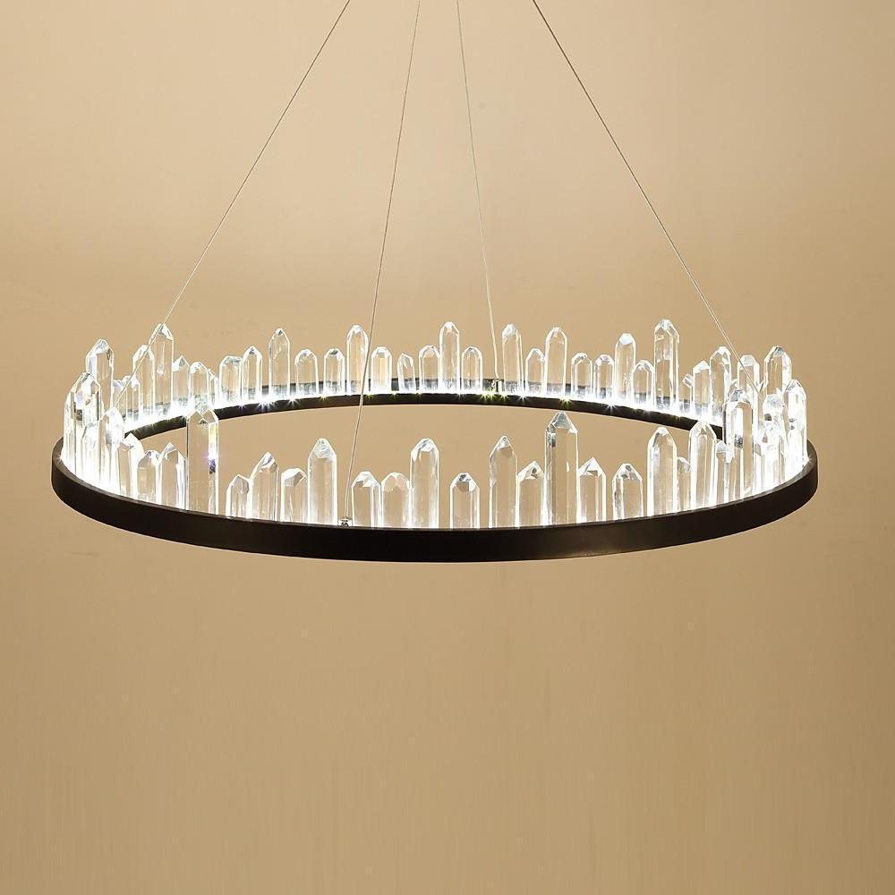 Circular Metal Crystal LED Pendant Chandelier - Adjustable Modern Lighting