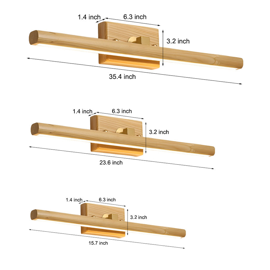 Wood Bathroom Vanity Light, Japanese Rotatable LED Light, Modern Rustic Lighting Fixture, Adjustable Wall Sconce, Energy Efficient Bathroom Lighting, Elegant Wood Design, Warm LED Illumination, Contemporary Bathroom Decor, Space-Saving Wall Light, Home Im