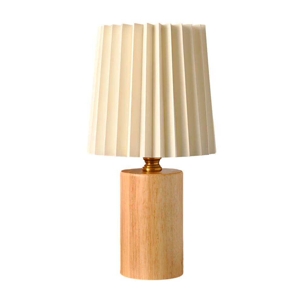 Wood Column Table Lamp with Pleated Empire Shade - Elegant Home Lighting, Modern Decor, Warm Ambiance, Unique Design