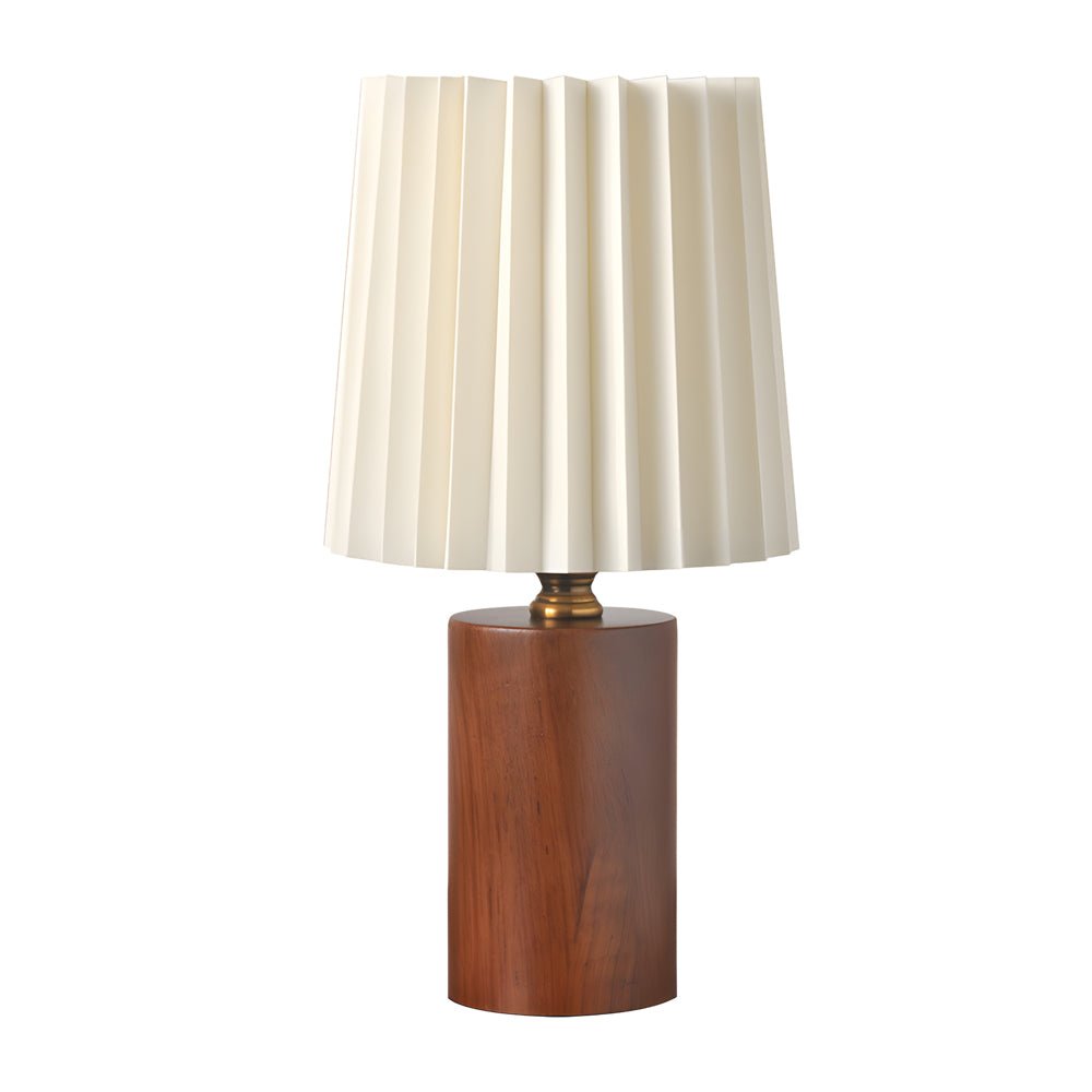 Wood Column Table Lamp with Pleated Empire Shade - Elegant Home Lighting, Modern Decor, Warm Ambiance, Unique Design