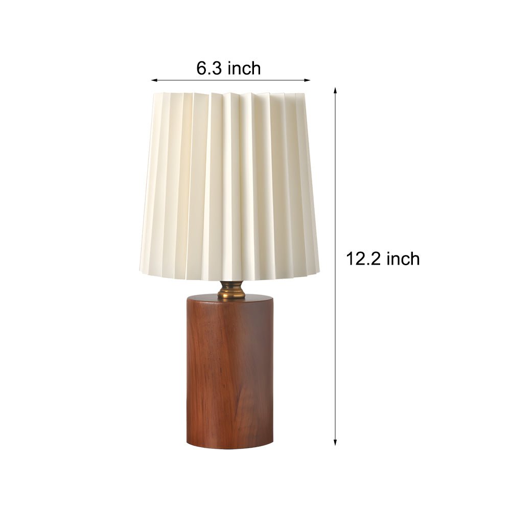 Wood Column Table Lamp with Pleated Empire Shade - Elegant Home Lighting, Modern Decor, Warm Ambiance, Unique Design