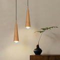Wood Cone LED Pendant Light - 3 Step Dimming Copper Modern Lamp