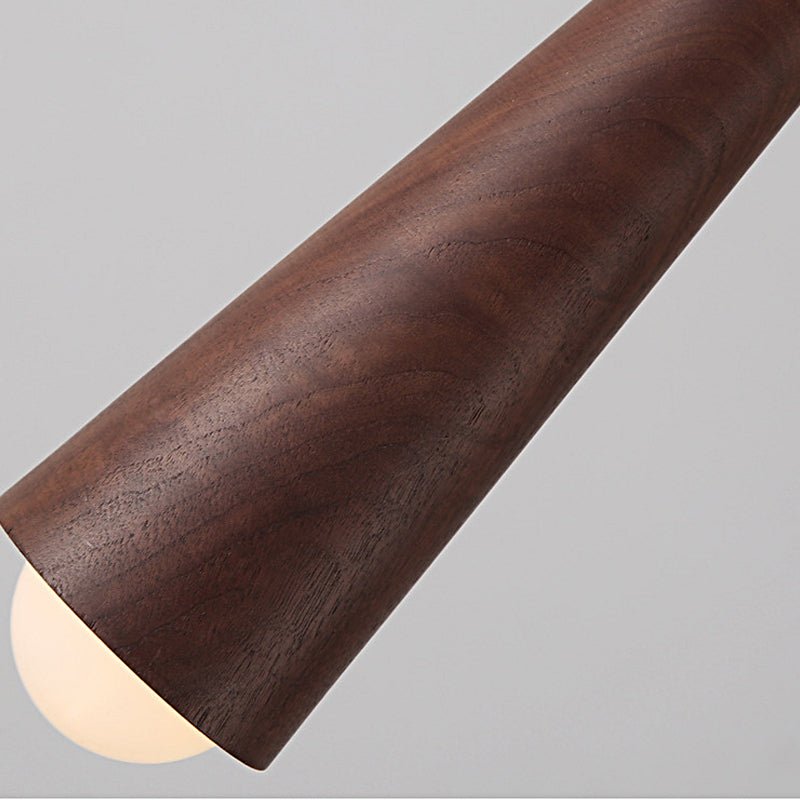 Wood Cone LED Pendant Light - 3 Step Dimming Copper Modern Lamp