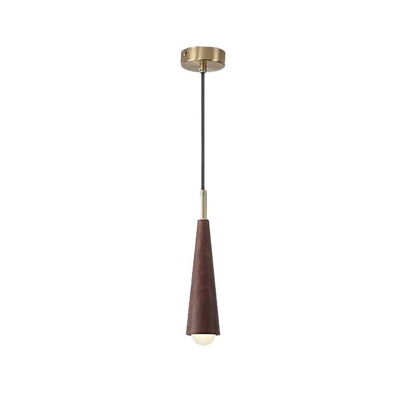 Wood Cone LED Pendant Light - 3 Step Dimming Copper Modern Lamp