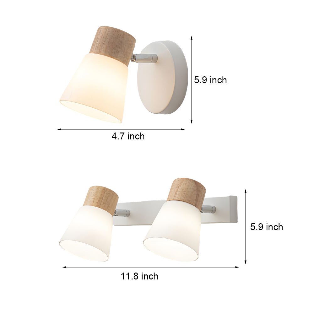 Wood Glass Cone Rotatable Light Wall Sconce, Modern White Design, Adjustable LED Fixture, Contemporary Home Lighting, Stylish Wall Lamp, Decorative Accent Light, Interior Wall Sconce, Energy-Efficient Lighting, Minimalist Design, Indoor Wall Decor, Unique