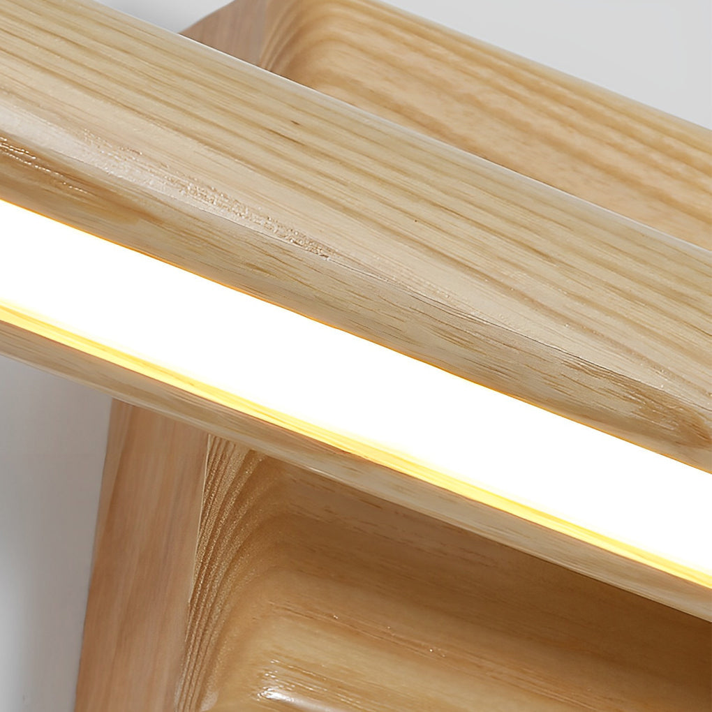 Wood Bathroom Vanity Light, Japanese Rotatable LED Light, Modern Rustic Lighting Fixture, Adjustable Wall Sconce, Energy Efficient Bathroom Lighting, Elegant Wood Design, Warm LED Illumination, Contemporary Bathroom Decor, Space-Saving Wall Light, Home Im