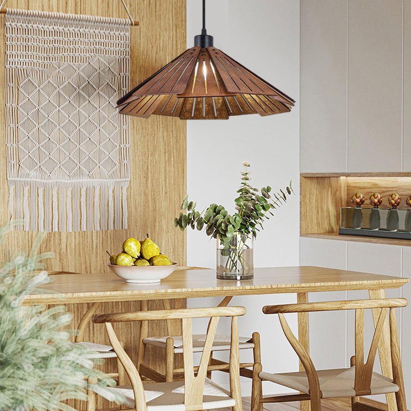 Wabi-Sabi Nordic Wood Chandelier Dining Room Light Fixture