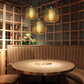Wood Lantern Fabric Lampshade LED Chandelier - Minimalist Japanese Lighting
