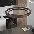 Round Minimalist Three-Step Dimming LED Black Chandelier Light