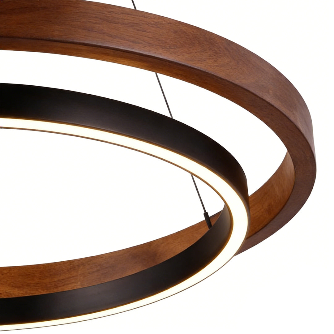 Round Minimalist Three-Step Dimming LED Black Chandelier Light