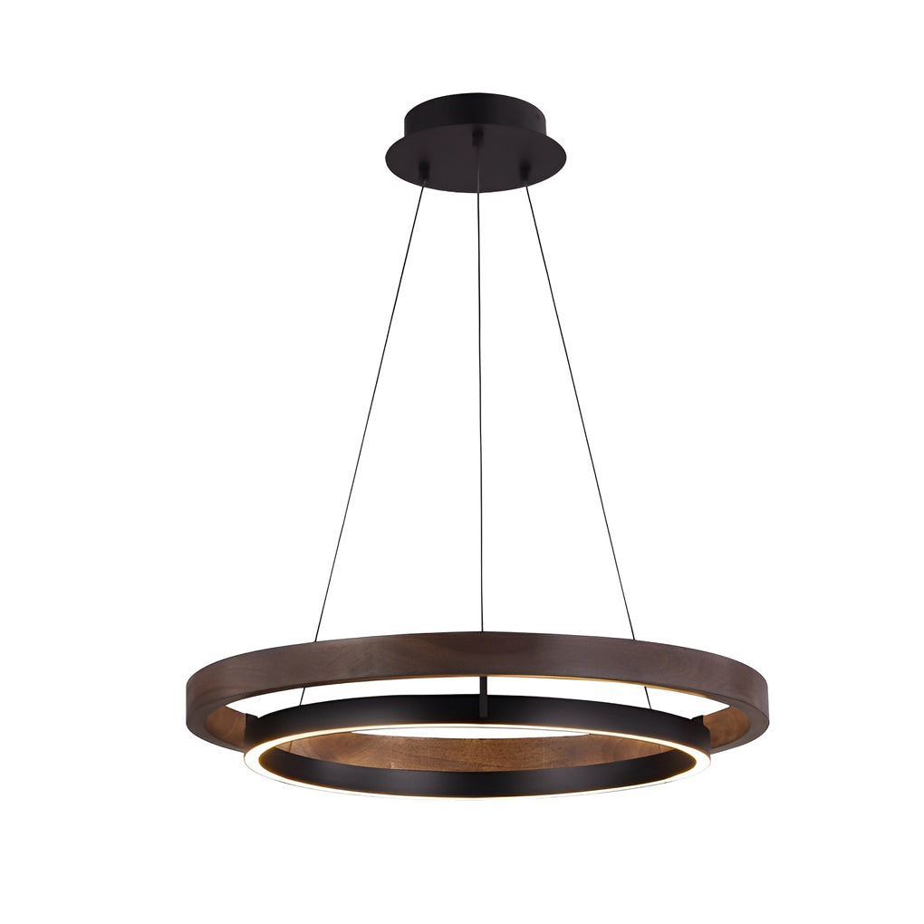 Round Minimalist Three-Step Dimming LED Black Chandelier Light