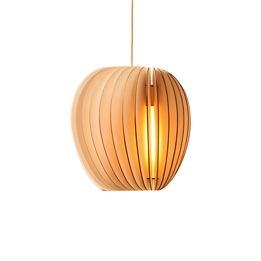 Wood Slat Pendant Light - Rustic Handmade LED Ceiling Fixture