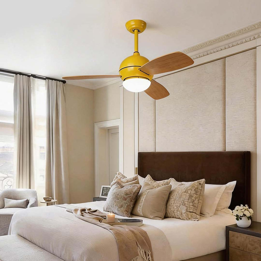 Wooden Blade Ceiling Fan with LED Light - Stylish Atmosphere Lighting