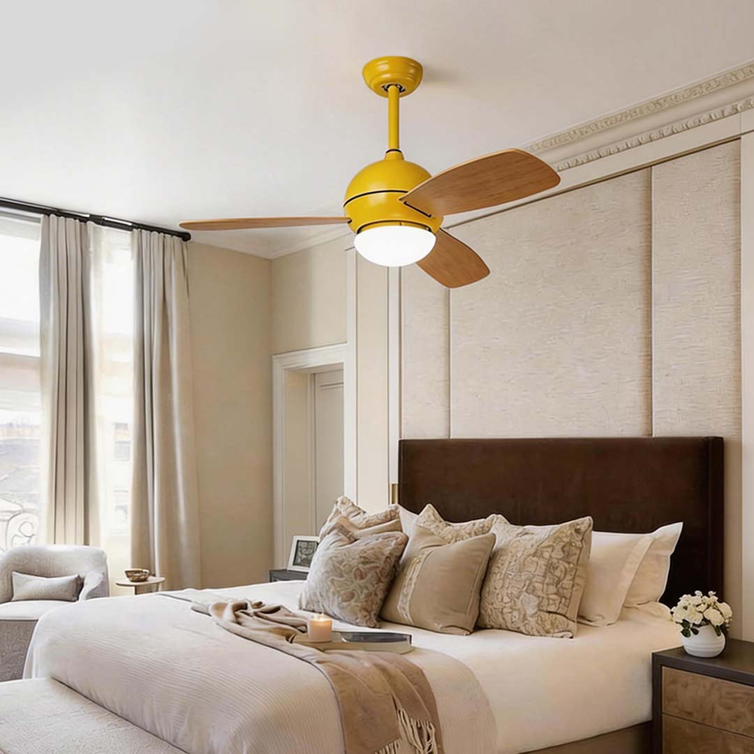 Wooden Blade Ceiling Fan with LED Light - Stylish Atmosphere Lighting