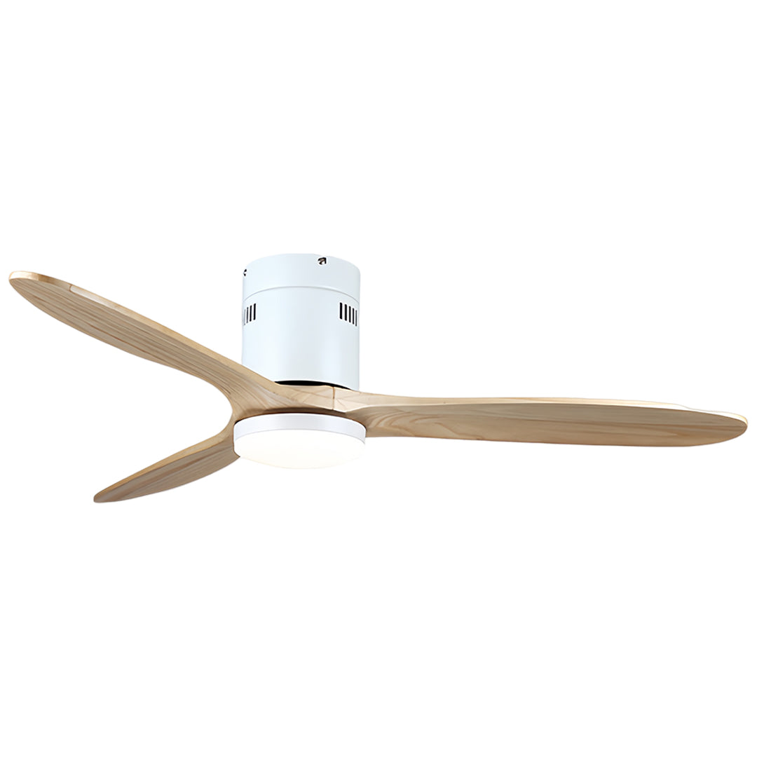 Wooden Ceiling Fan with Light - Quiet DC Motor Flush Mount Fandelier
