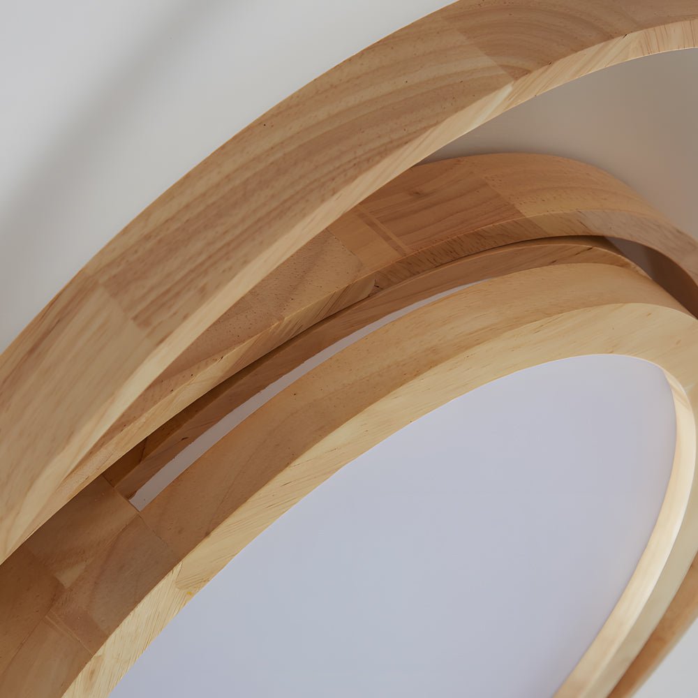 Wooden Oval LED Flush Mount Ceiling Light - Round Acrylic Bedroom Lamp