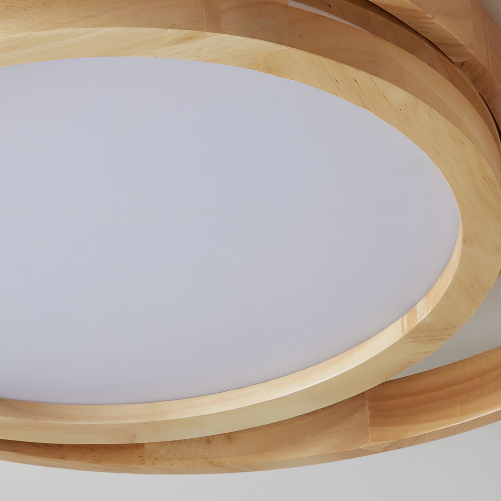 Wooden Oval LED Flush Mount Ceiling Light - Round Acrylic Bedroom Lamp