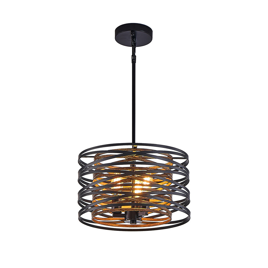 Black Drum Pendant Light - Iron Cage Cylinder Ceiling Fixture
