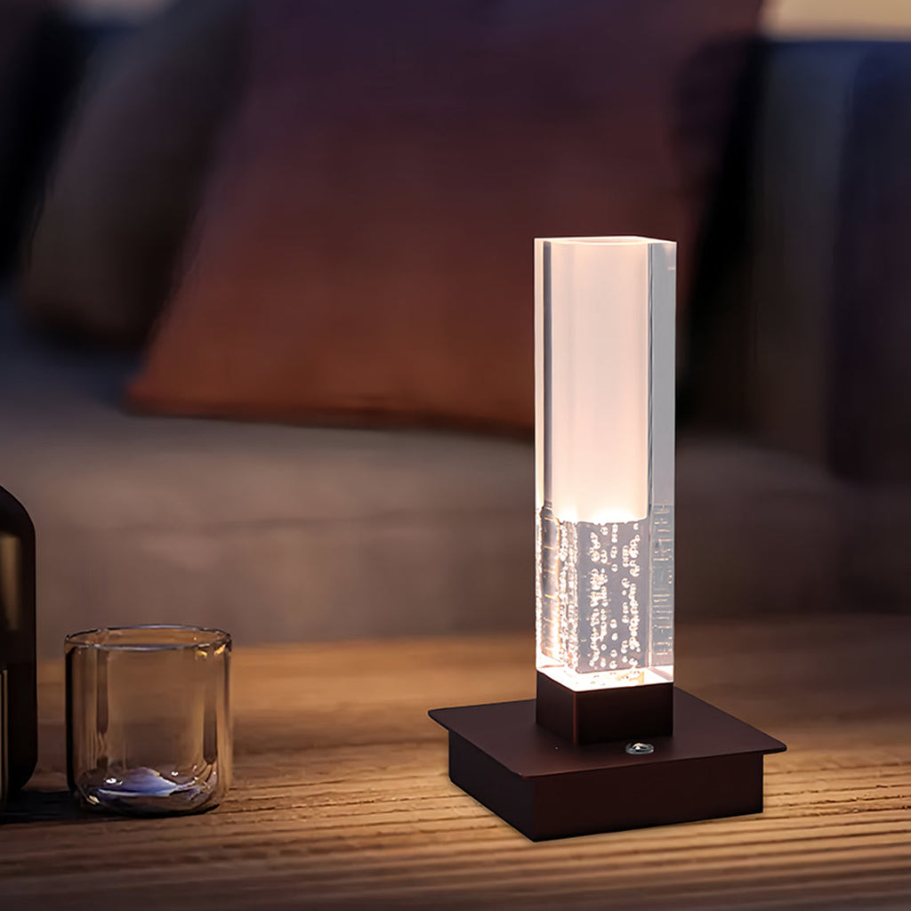 Cordless Bubble Modern Dimmable LED Square Table Lamp - Stylish Nightstand Lighting