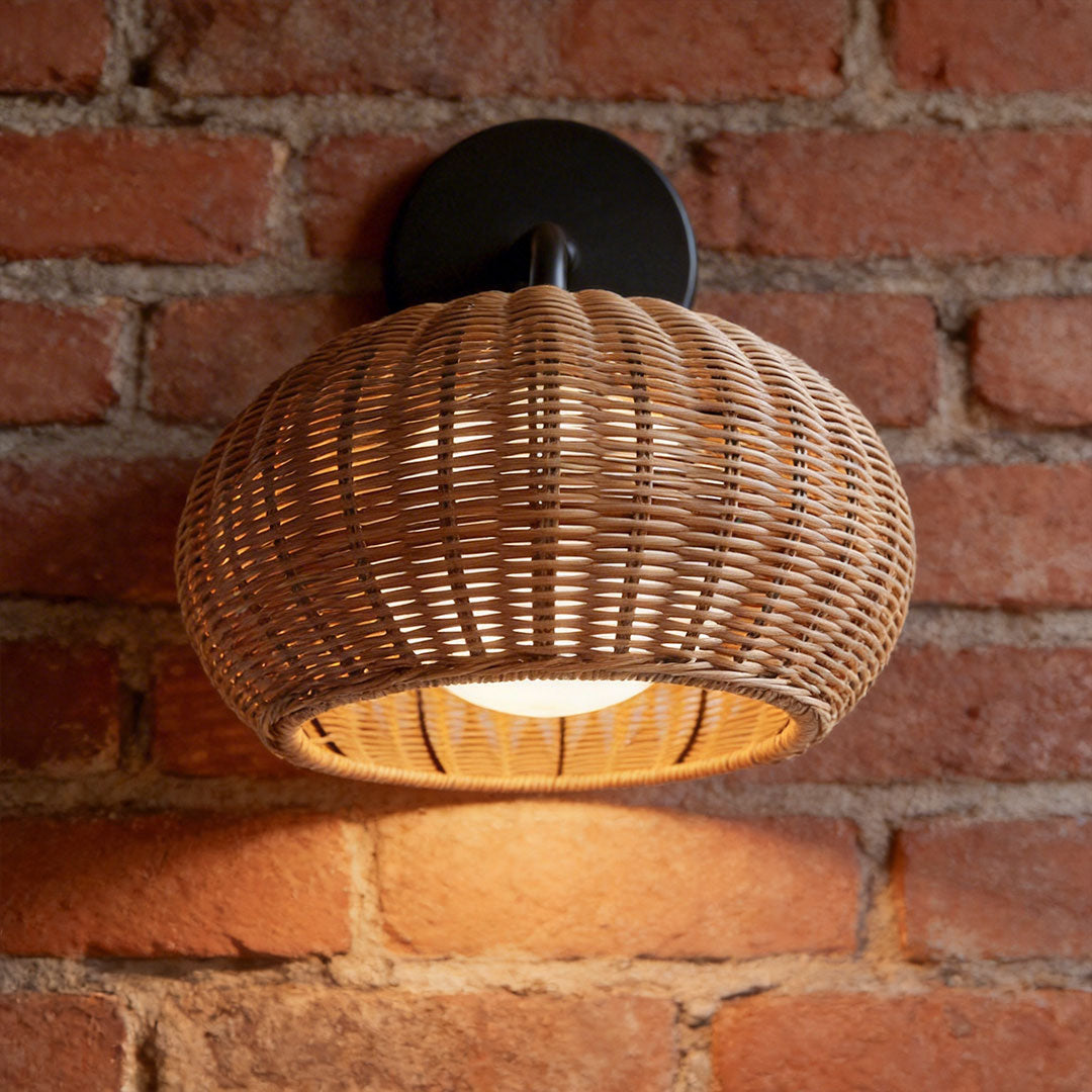 Rattan Outdoor Pendant Light - Modern Waterproof Hanging Fixture