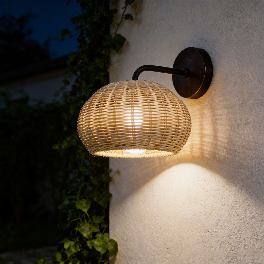 Rattan Outdoor Pendant Light - Modern Waterproof Hanging Fixture