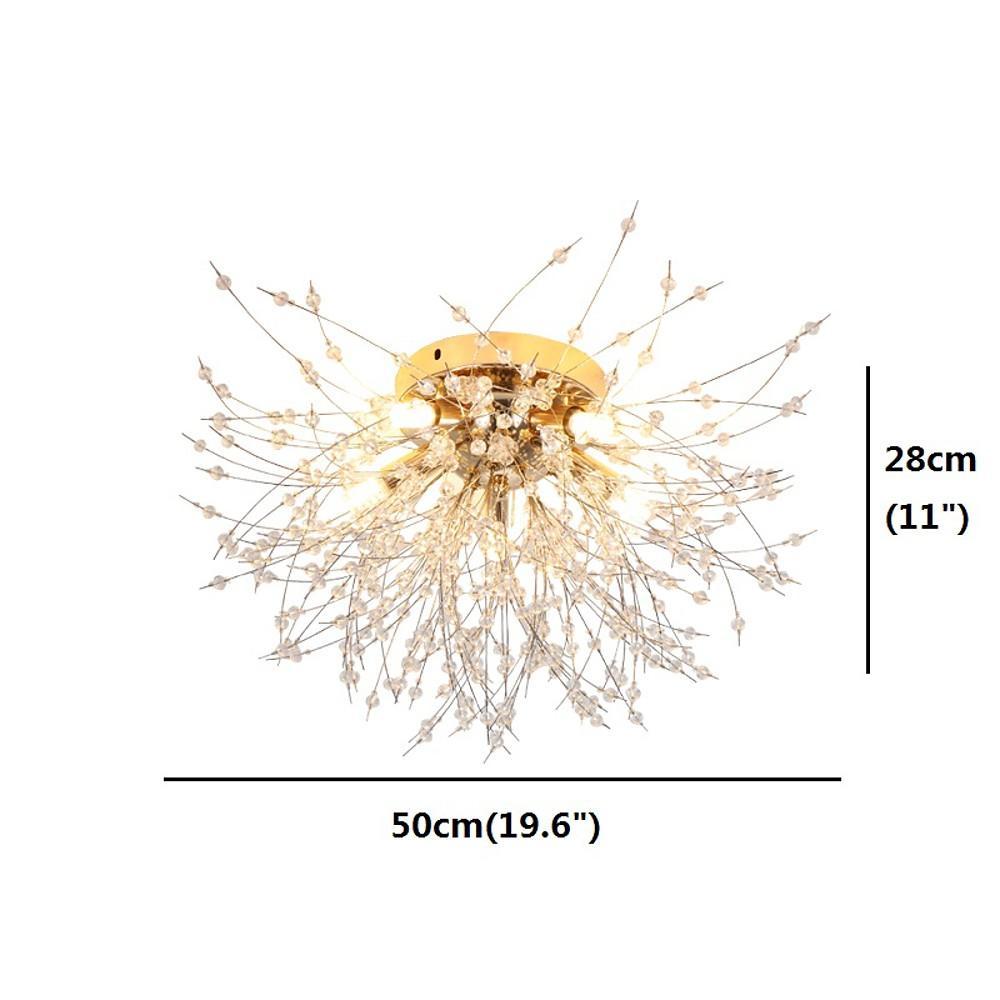 5-Light Branch Tree Chandelier - Metal Crystal LED Ceiling Light for Living Room